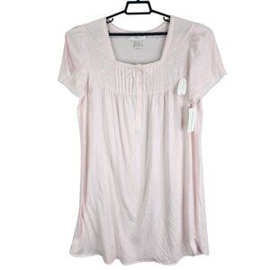 Womens Pink Miss Elain Classics Night Gown Silky Knit Polyester Cotton blend L
